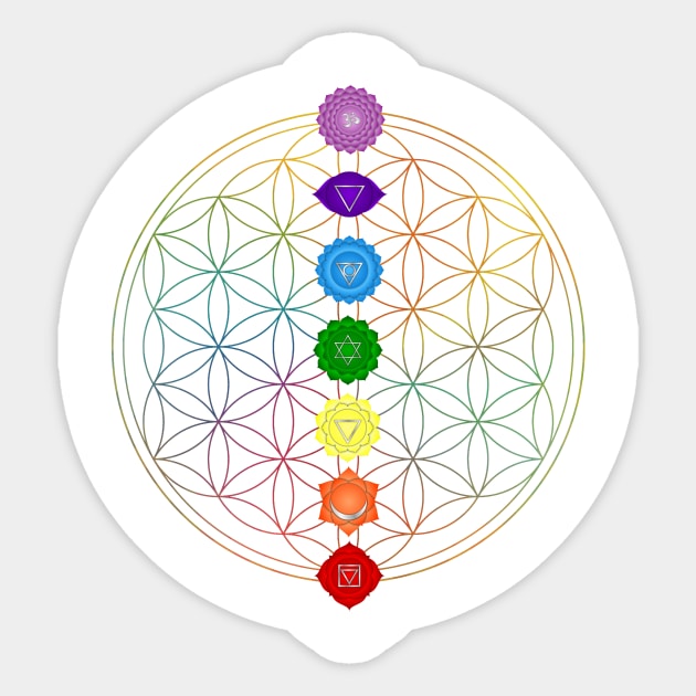 Sacred Flower of Life Chakra Sticker by Bluepress